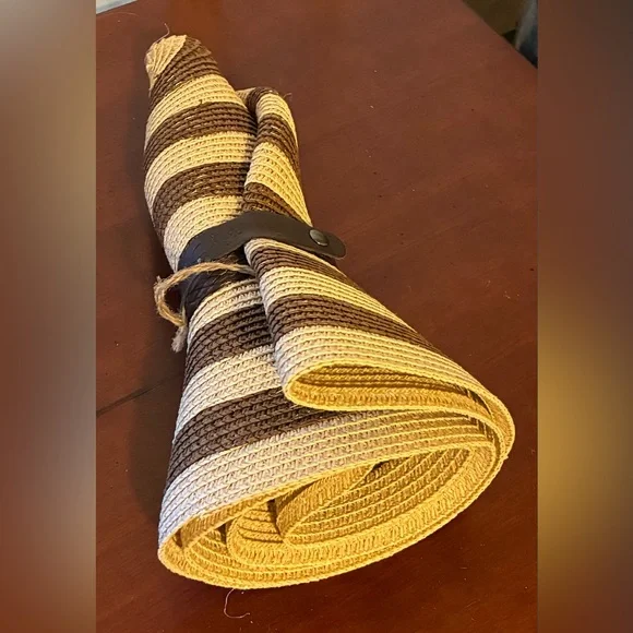 Striped Wide-Brim Sun Hat - Brown & Natural - Picture 8 of 8